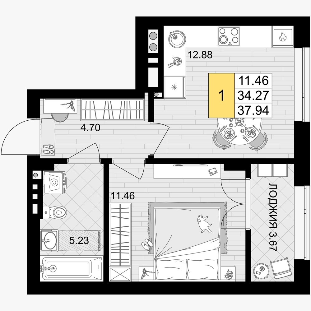 Представьте: вы возвращаетесь домой в тихий, безопасный двор, где нет машин и посторонних. Поднимаетесь в свою светлую квартиру и выходите на просторную панорамную лоджию — чтобы выпить кофе с видом на небо или встретить закат.
Это не просто «однушка», а ваше личное пространство для жизни и отдыха