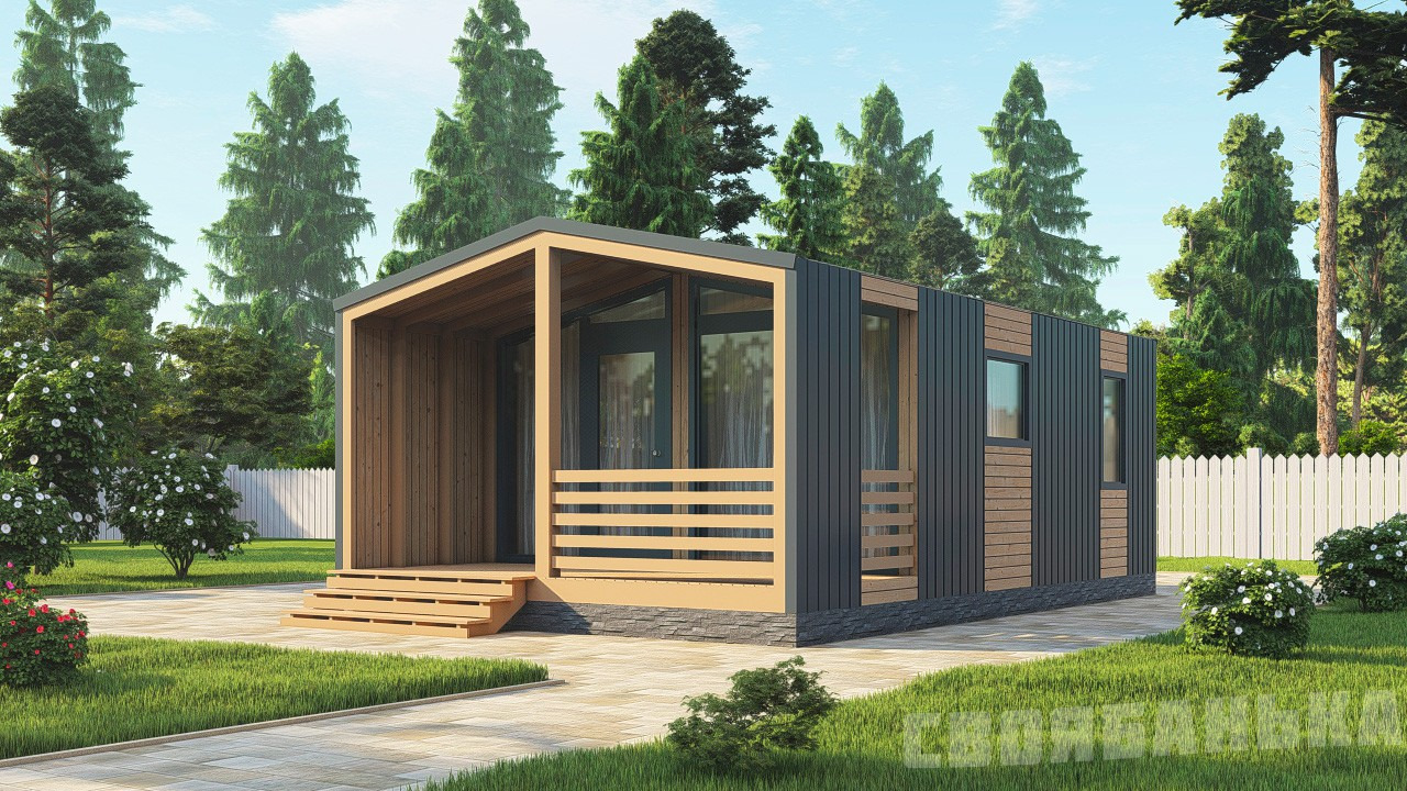 Предлагаем просторный проект 40 м² (5×8 м), созданный по передовым модульным технологиям. Это идеальный выбор для тех, кто ценит эстетику и не хочет ввязываться в многолетнюю стройку.

Технические характеристики:

Материалы: Внутренняя отделка имитацией бруса (камерной сушки), пароизоляция Ondutiss 